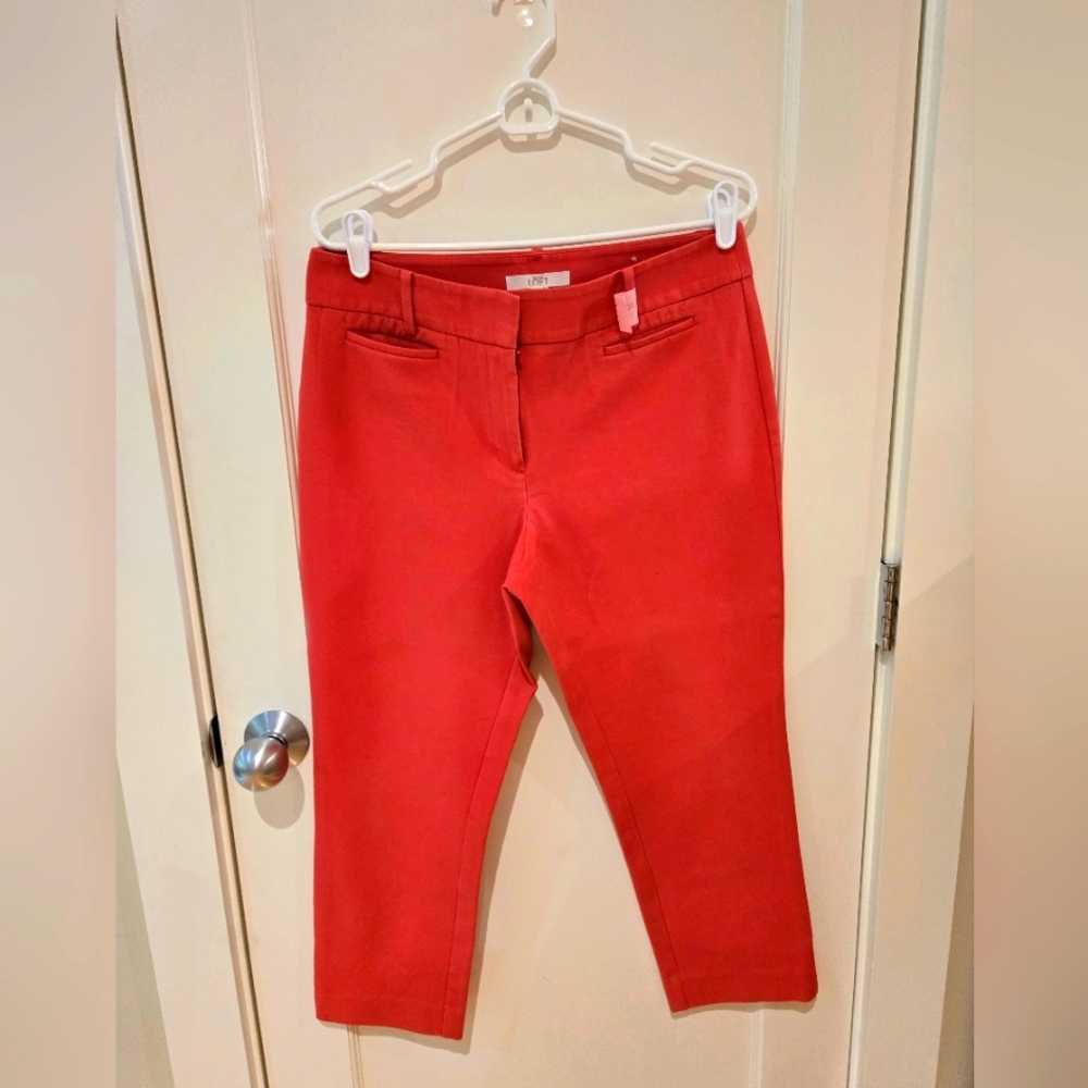 ANN TAYLOR LOFT JULIE STYLE RIVIWRA CROPPED PANT. PINKISH/RED COLOR. SIZE 8. - Picture 1 of 5